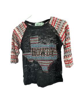 Southern Grace Girls Printed Burnout Howdy Texas T-Shirt Youth Size 10-12Y